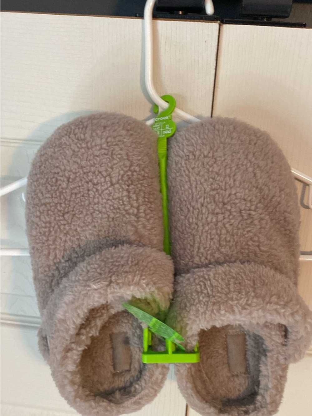 CROCS Fuzz Lined Slippers in Taupe
